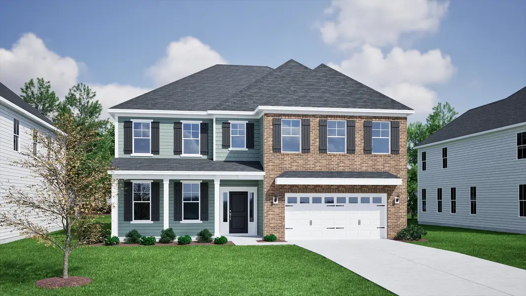 Representative exterior photo of a completed home built from the Webster II - Vanguard Collection by Mungo Homes in Scotts Hill Village, Wilmington, NC (Image 19).