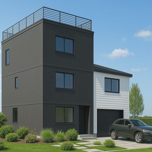 Contemporary home featuring an attached garage