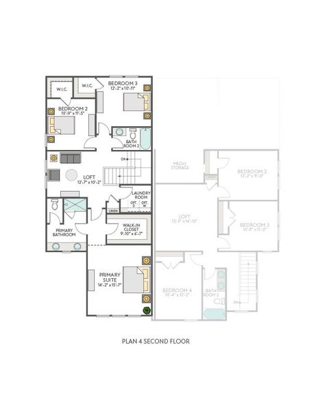 2D floor plan layout for the Greeley by Tri Pointe Homes in Park Central, Georgetown, TX (Image 5).