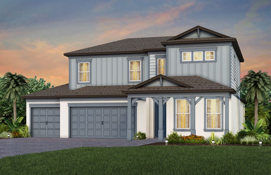 Representative exterior photo of a completed home built from the Coral Grand by Pulte Homes in Waterset, Apollo Beach, FL (Image 23). Representative exterior photo of a completed home built from the Coral Grand by Pulte Homes in Waterset, Apollo Beach, FL (Image 23).