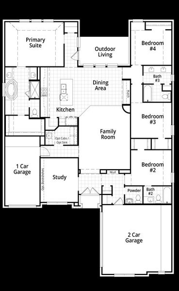 2D floor plan layout for the 231 by Highland Homes in Quail Hollow, Rockwall, TX (Image 4).