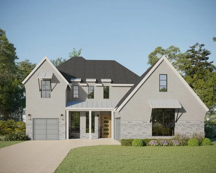 Plan 694 Elevation G with Stone Representative Rendering