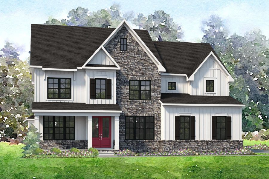 Representative exterior photo of a completed home built from the Oxford by Niblock Homes in Cordera, Concord, NC (Image 1).