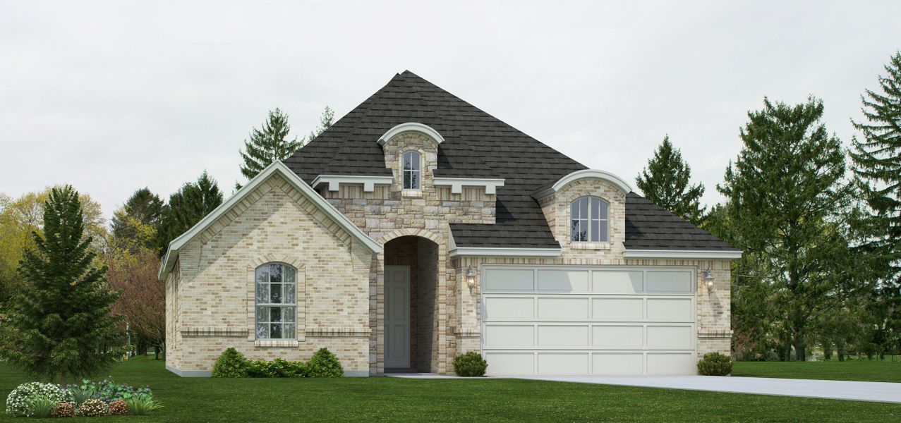 Representative exterior photo of a completed home built from the Aaron by Our Country Homes in Lakes of River Trails, Richland Hills, TX (Image 1).