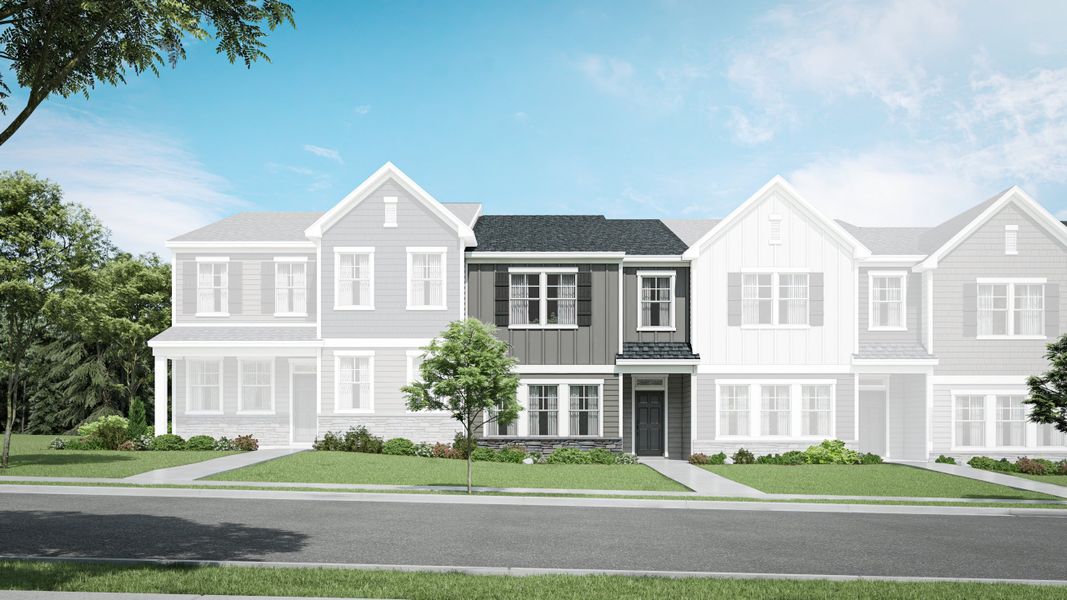 Front exterior of a new home in Parker Ridge, Rolesville, NC, highlighting curb appeal (Image 1). Front exterior of a new home in Parker Ridge, Rolesville, NC, highlighting curb appeal (Image 1).