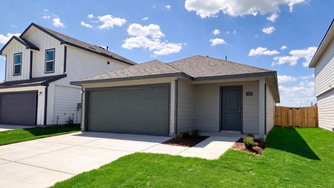 Front exterior of a new home in Maplewood Meadows, Talty, TX, highlighting curb appeal (Image 1). Front exterior of a new home in Maplewood Meadows, Talty, TX, highlighting curb appeal (Image 1).