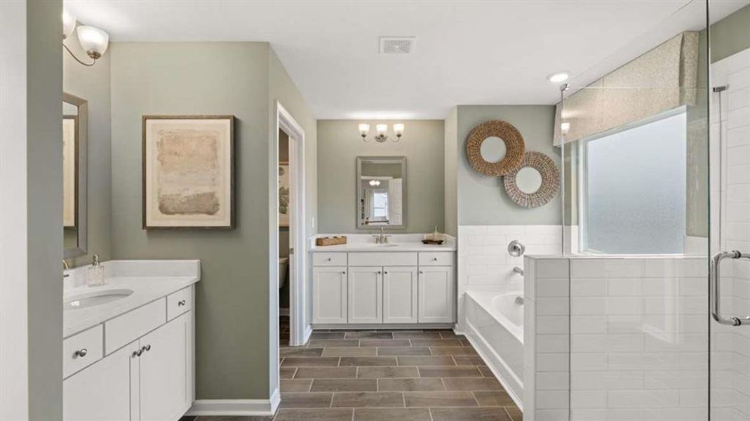 Furnished interior view inside a new home in Heritage Pointe, Senoia (Image 33). Furnished interior view inside a new home in Heritage Pointe, Senoia (Image 33).