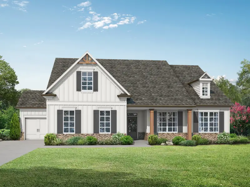 Representative exterior photo of a completed home built from the The Blackburn by My Home Communities in Great River, Monroe, GA (Image 2). Representative exterior photo of a completed home built from the The Blackburn by My Home Communities in Great River, Monroe, GA (Image 2).
