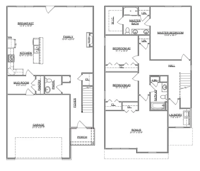 2D floor plan layout for the The Stratford by Smithbilt Homes in The Preserve, Oak Ridge, TN (Image 2).