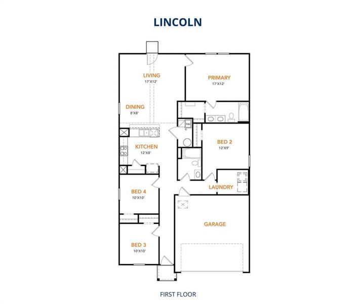 2D floor plan layout of this home in Victory Estates, Mabank, TX (Image 4).
