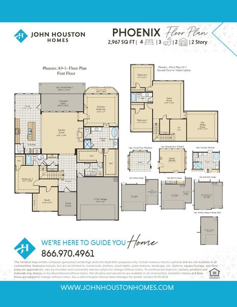 2D floor plan layout for the Phoenix by John Houston Homes in Serenity Estates - 1 Acre Lots, Lorena, TX (Image 3).