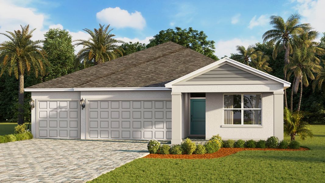 Representative exterior photo of a completed home built from the Madison by D.R. Horton in Cypress Bay West, Palm Bay, FL (Image 4). Representative exterior photo of a completed home built from the Madison by D.R. Horton in Cypress Bay West, Palm Bay, FL (Image 4).