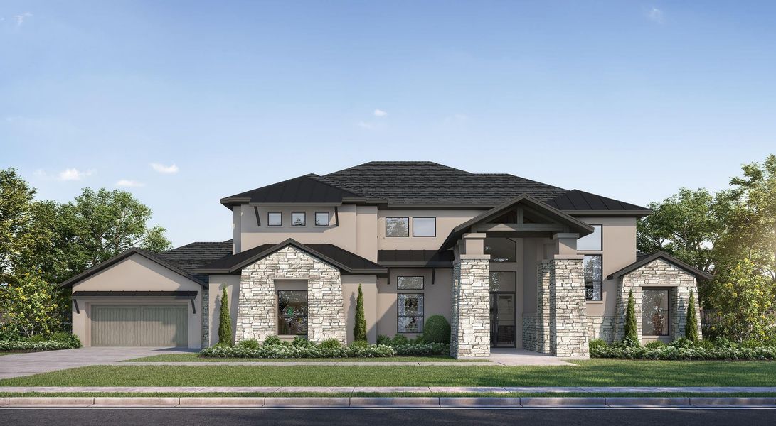 Front exterior of a new home in , Fulshear, TX, highlighting curb appeal (Image 1). Front exterior of a new home in , Fulshear, TX, highlighting curb appeal (Image 1).