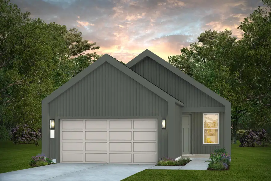 Front exterior of a new home in Del Webb Sugar Land at Ryehill, Sugar Land, TX, highlighting curb appeal (Image 1). Front exterior of a new home in Del Webb Sugar Land at Ryehill, Sugar Land, TX, highlighting curb appeal (Image 1).