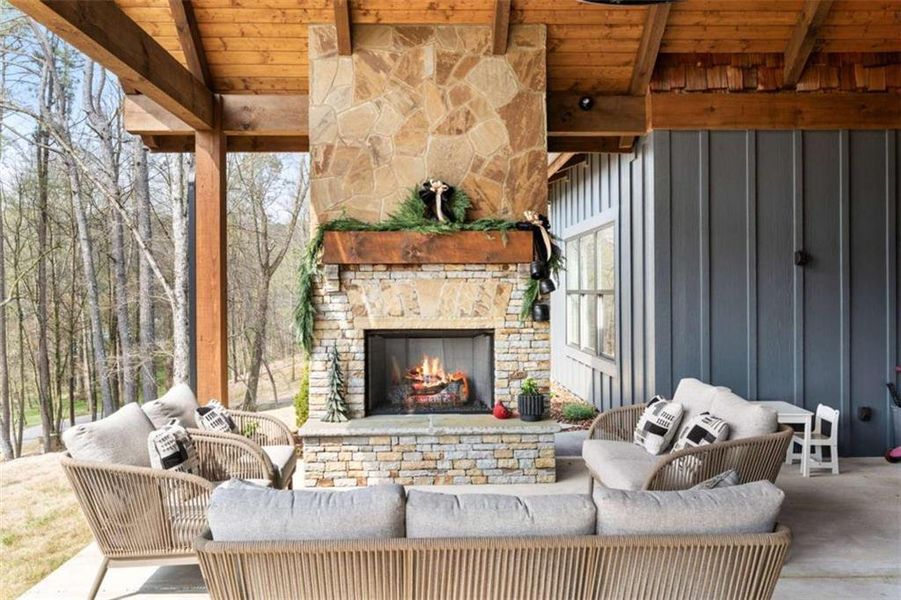 Exterior details and patio area of a home in , Ellijay (Image 31).