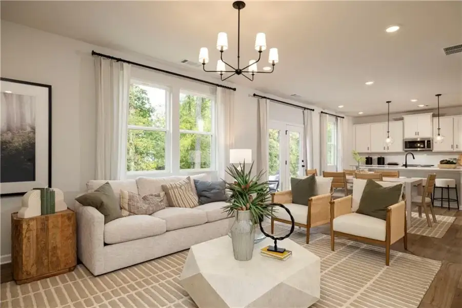 Furnished interior view inside a new home in Croftside Single Family Homes, Powder Springs (Image 15). Furnished interior view inside a new home in Croftside Single Family Homes, Powder Springs (Image 15).
