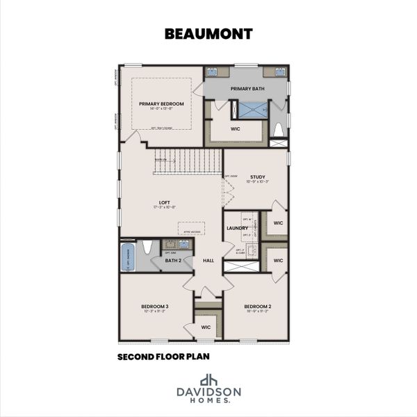 2D floor plan layout for the The Beaumont A by Davidson Homes LLC in Bradshaw Farms, Mount Juliet, TN (Image 3).