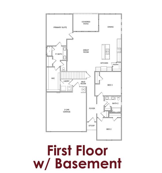 2D floor plan layout for the Aurora                                                                Primary Suite on Main by Chafin Communities in Summerlin, Winder, GA (Image 4).