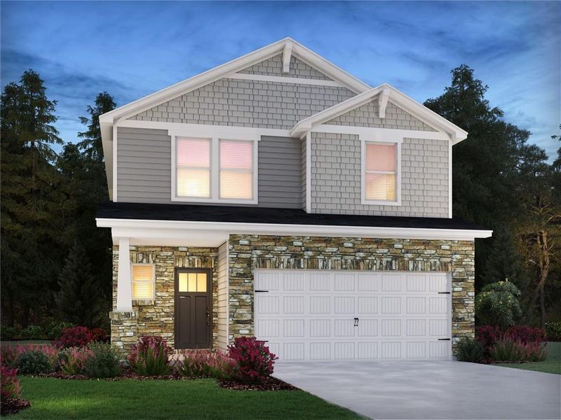 Front exterior of a new home in Avalon - Reserve Series, Conyers, GA, highlighting curb appeal (Image 1).