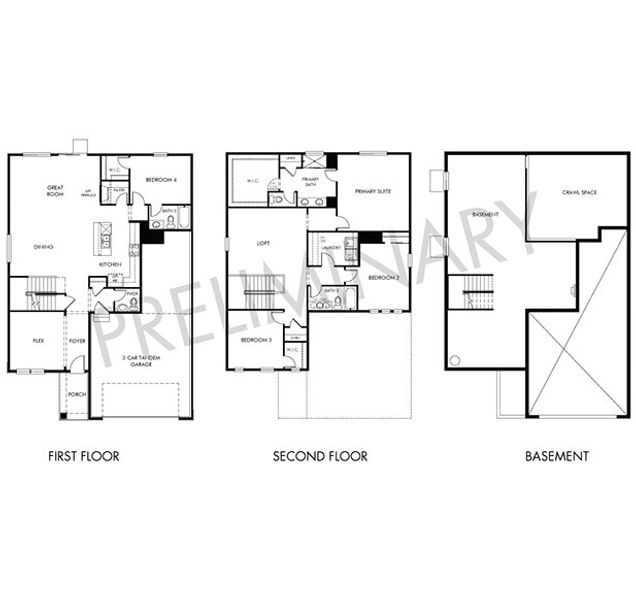 2D floor plan layout for the The Deercreek by Meritage Homes in Murphy Creek, Aurora, CO (Image 3).