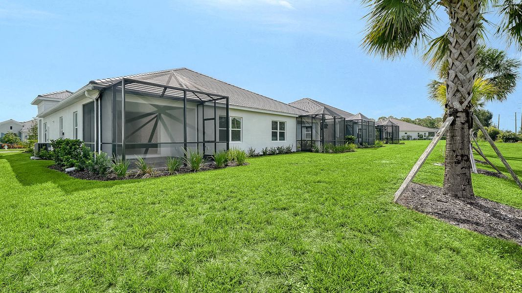Exterior details and patio area of a home in Windward Real Estate and Homes for Sale in Sarasota, FL - Neal Communities, Lakewood Ranch (Image 22).