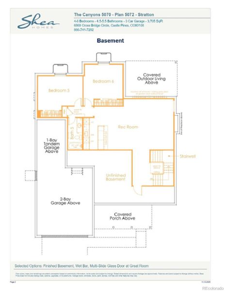 2D floor plan layout of this home in Luxe at The Canyons, Castle Pines, CO (Image 4).