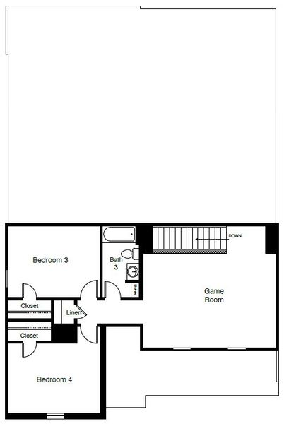 2D floor plan layout for the Ozark by D.R. Horton in Rock Creek West, Fort Worth, TX (Image 6).