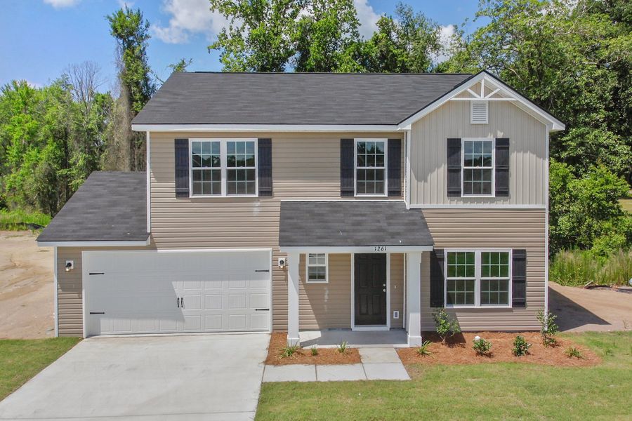 Representative exterior photo of a completed home built from the The Pamona by RTS Homes in Grand Reserve, Hinesville, GA (Image 16).