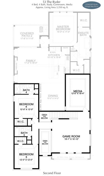 2D floor plan layout for the Ryder by Landon Homes in Fields Select - 50's, Frisco, TX (Image 4). 2D floor plan layout for the Ryder by Landon Homes in Fields Select - 50's, Frisco, TX (Image 4).