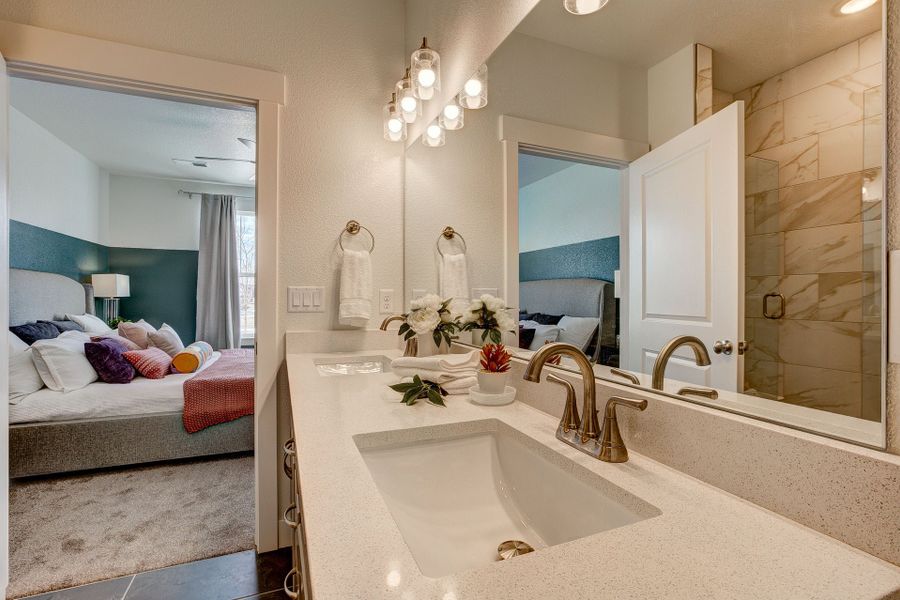 Representative furnished interior of a home built from the The Cambridge by Landmark Homes in The Lakes at Centerra, Loveland (Image 24).