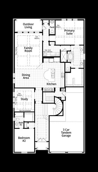 2D floor plan layout of this home in Star Trail, Prosper, TX (Image 4).