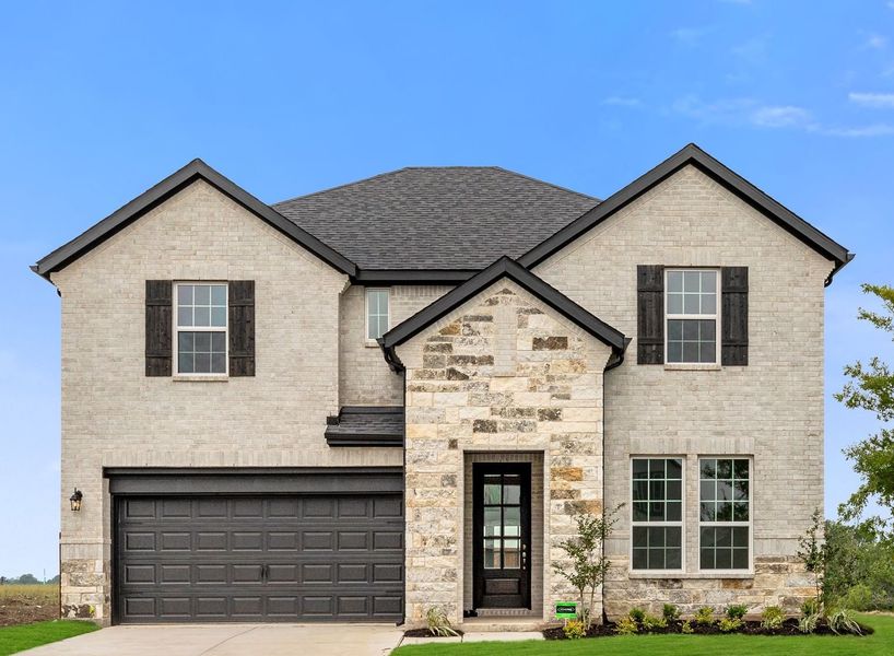 Representative exterior photo of a completed home built from the Trinity by UnionMain Homes in Elevon, Lavon, TX (Image 1). Representative exterior photo of a completed home built from the Trinity by UnionMain Homes in Elevon, Lavon, TX (Image 1).