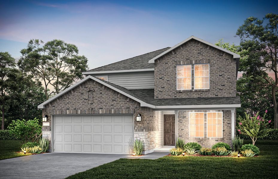 The Mesilla, a two-story home with 2-car garage, shown with Home Exterior Q