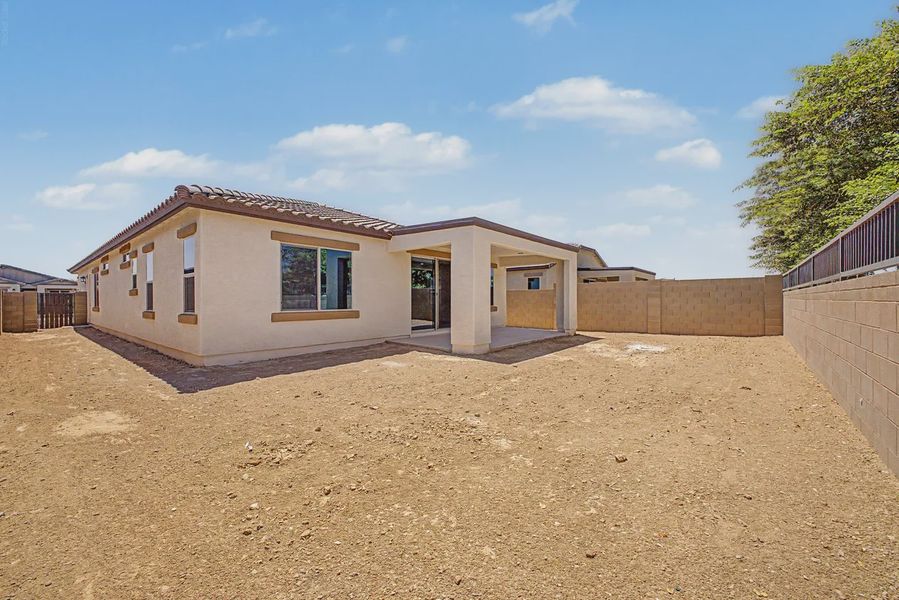 Exterior details and patio area of a home in Avanti at Granite Vista, Waddell (Image 22).