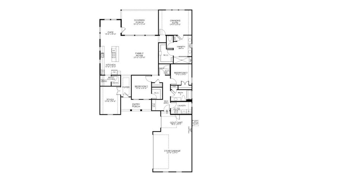 2D floor plan layout for the Bayberry II by Caldwell Homes in The Highlands, Porter, TX (Image 3).