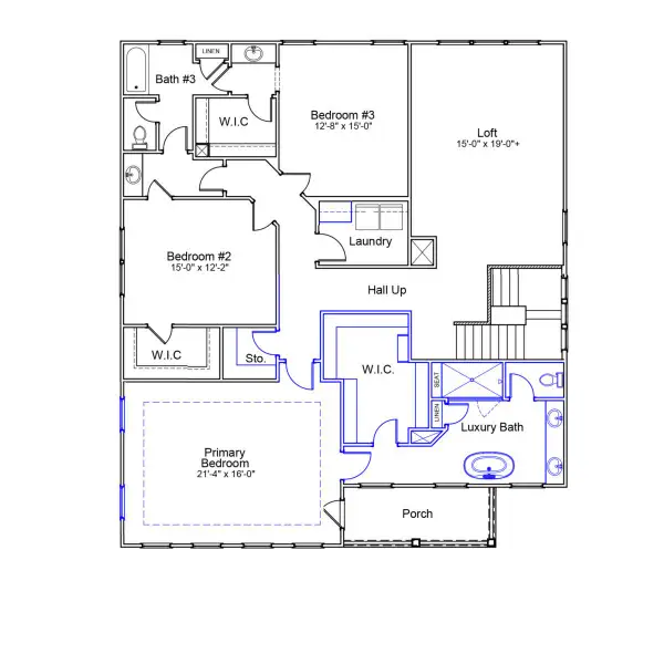 2D floor plan layout of this home in Grand Park, Leland, NC (Image 3). 2D floor plan layout of this home in Grand Park, Leland, NC (Image 3).