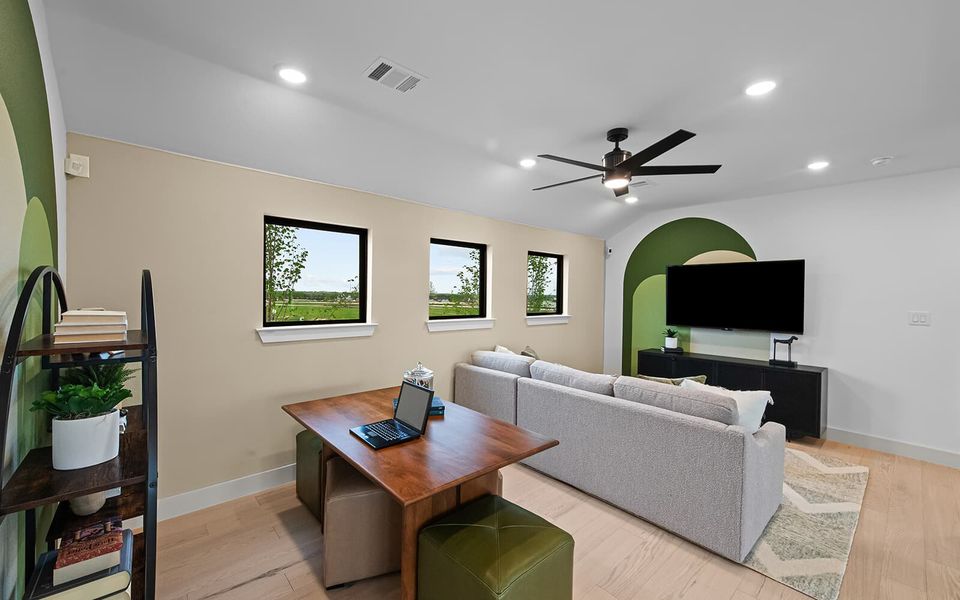 Representative furnished interior of a home built from the Linfield by Brookfield Residential in 40' Traditional Homes at The Grove Frisco, Frisco (Image 18). Representative furnished interior of a home built from the Linfield by Brookfield Residential in 40' Traditional Homes at The Grove Frisco, Frisco (Image 18).