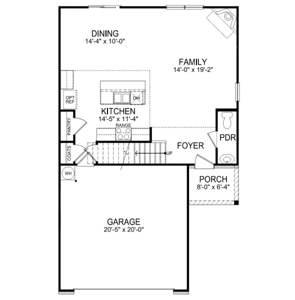 2D floor plan layout for the Aisle by D.R. Horton in Sweetwater Village, Rockwell, NC (Image 3).