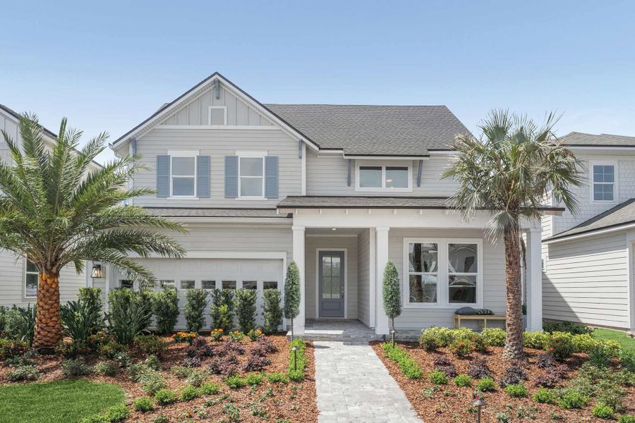 Representative exterior photo of a completed home built from the The Saw Mill by David Weekley Homes in Mariposa at EverRange, Jacksonville, FL (Image 1). Representative exterior photo of a completed home built from the The Saw Mill by David Weekley Homes in Mariposa at EverRange, Jacksonville, FL (Image 1).