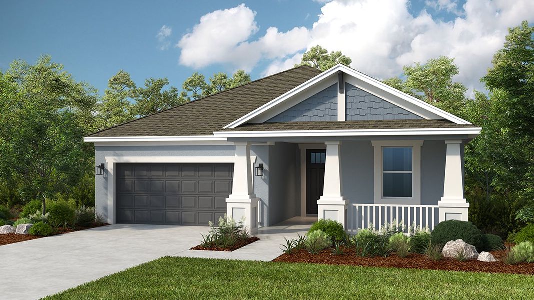 Front exterior of a new home in Timber Ridge, Plant City, FL, highlighting curb appeal (Image 1). Front exterior of a new home in Timber Ridge, Plant City, FL, highlighting curb appeal (Image 1).