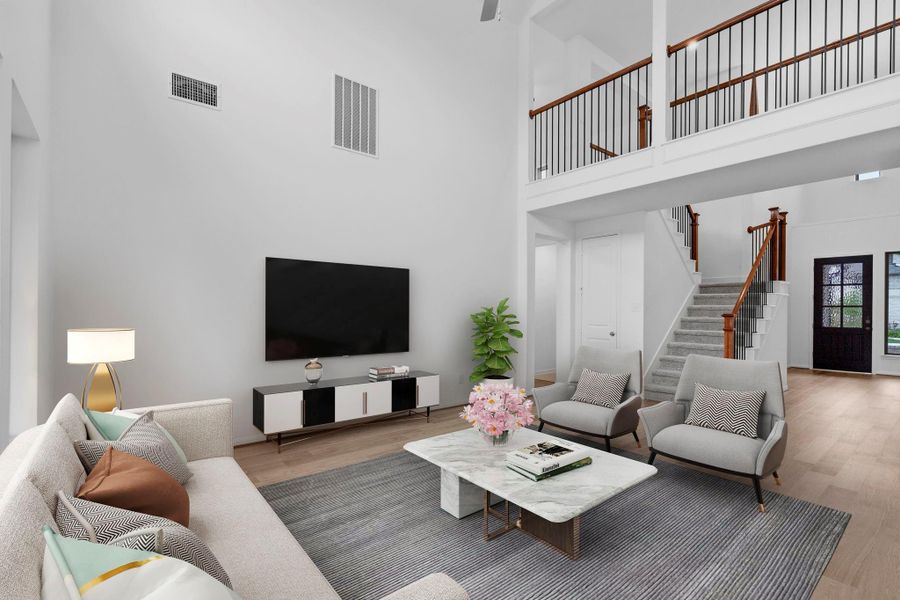 Furnished interior view inside a new home in Bridgeland, Cypress (Image 8). Furnished interior view inside a new home in Bridgeland, Cypress (Image 8).
