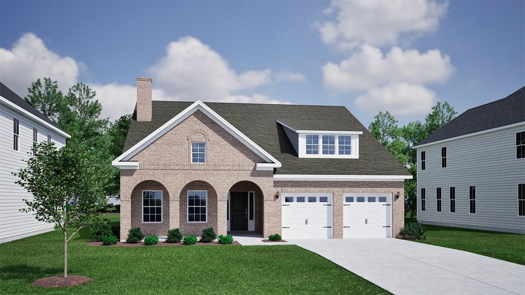 Front exterior of a new home in Brayden, Advance, NC, highlighting curb appeal (Image 1). Front exterior of a new home in Brayden, Advance, NC, highlighting curb appeal (Image 1).