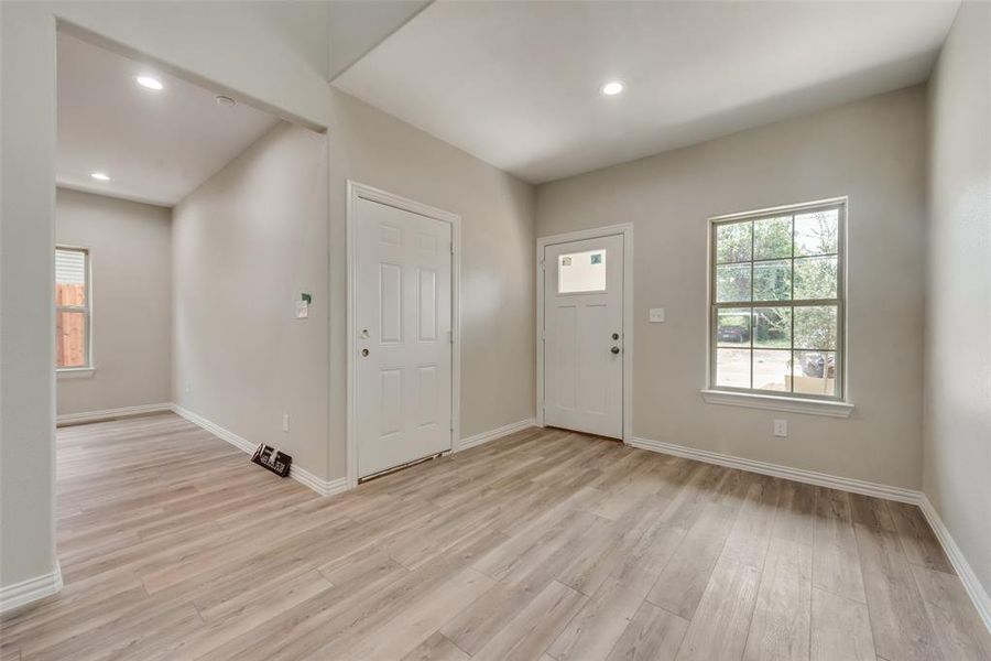 Entryway featuring light wood-type flooring