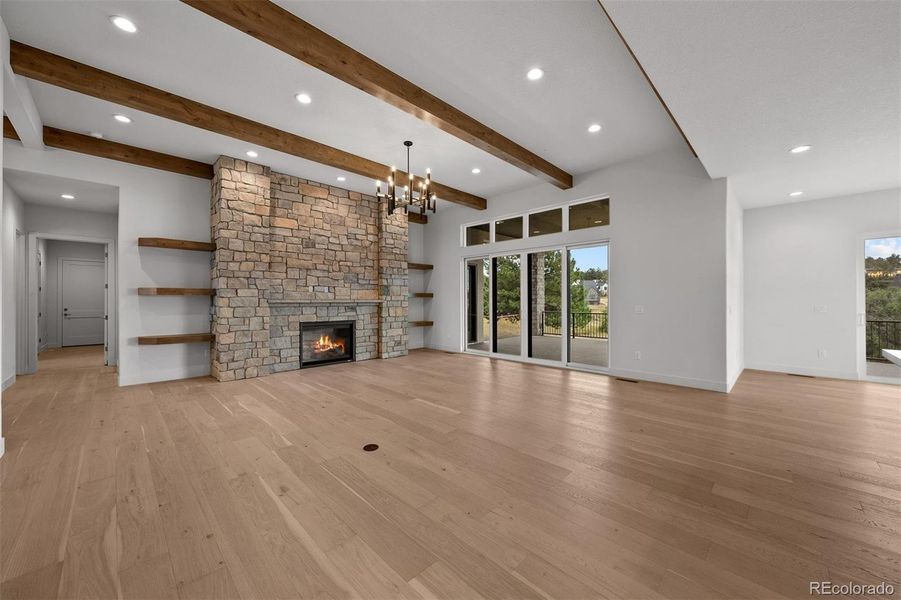 Great room - unstaged.