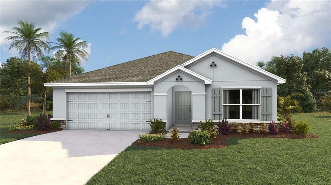 Front exterior of a new home in Tartan Farms at Winding Oaks, Ocala, FL, highlighting curb appeal (Image 1). Front exterior of a new home in Tartan Farms at Winding Oaks, Ocala, FL, highlighting curb appeal (Image 1).