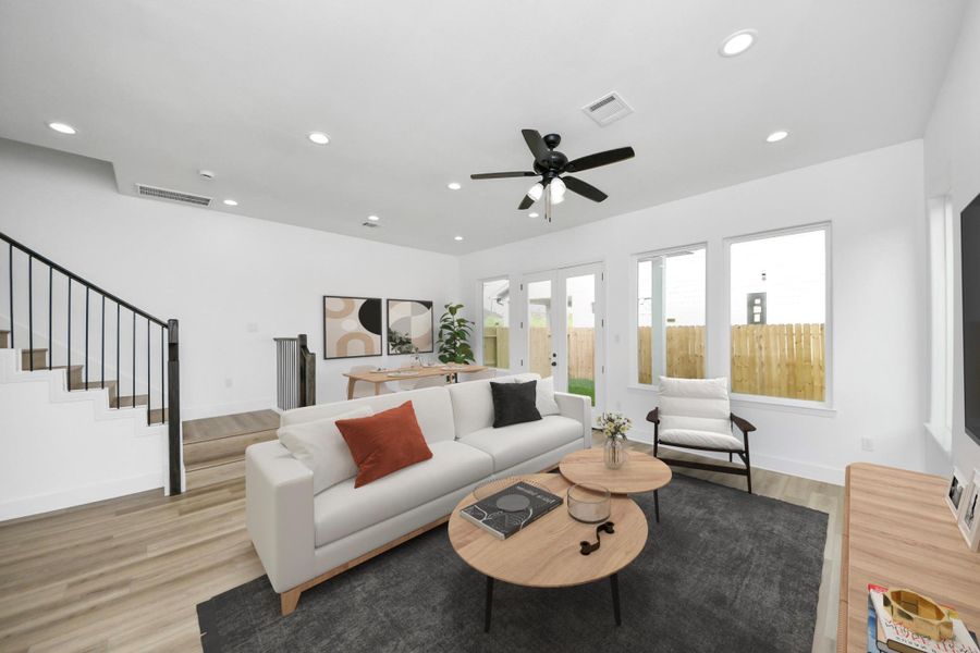 Ample natural light in the living room. Ample natural light in the living room.