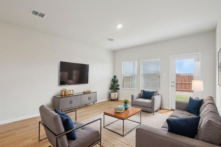 Furnished interior view inside a new home in Parks at Foster Crossing - Spring Series, Anna (Image 6). Furnished interior view inside a new home in Parks at Foster Crossing - Spring Series, Anna (Image 6).