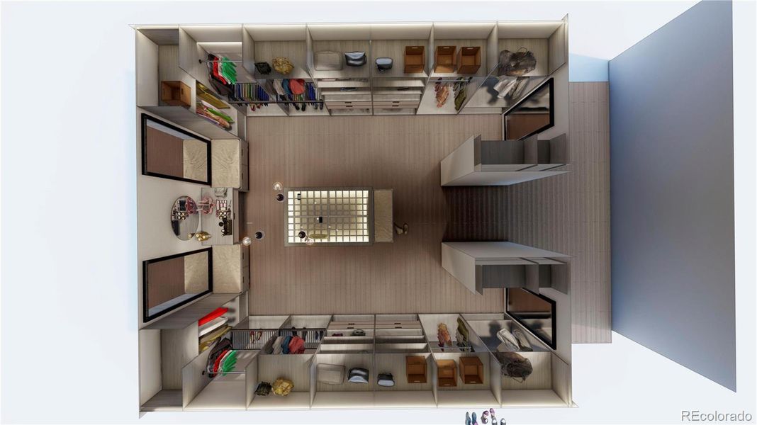 Top view of primary closet