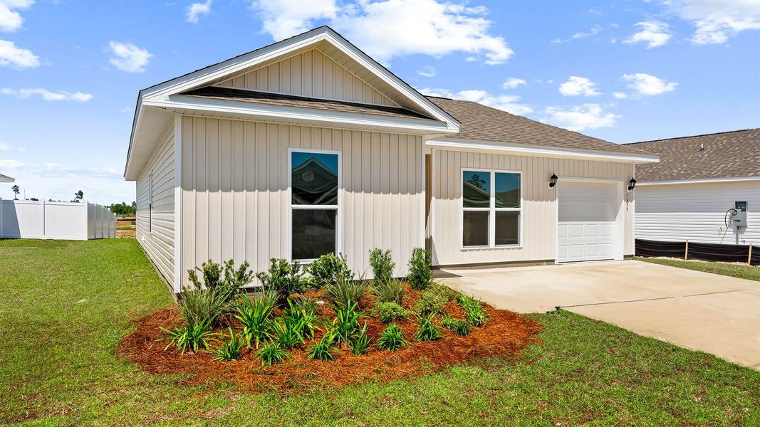 Front exterior of a new home in Liberty, Panama City, FL, highlighting curb appeal (Image 18).