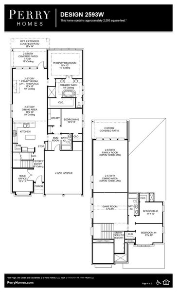 2D floor plan layout of this home in Cross Creek West 45', Fulshear, TX (Image 2).